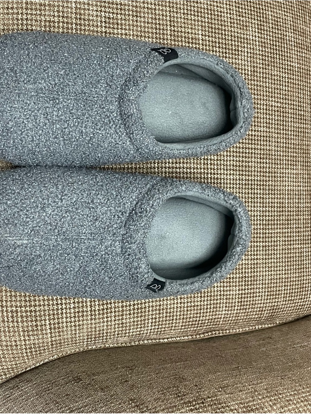 Women's Grey Bouclé Slip-On House Slippers